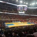 Basketball arena crowd during a finals game